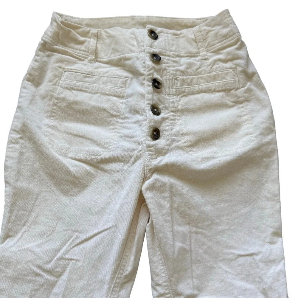 Free People Skinny Button Fly Corduroy Coastal Old Money‎ White Women Pants